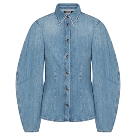 Rotate Denim Fitted Skjorte, Light Blue Denim 